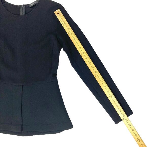 Zara Top Womens Sz XS Black Ponte Peplum Modest Classic Casual Preppy Blouse New - Picture 14 of 16